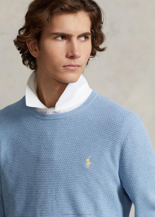 suéter texturizado con cuello redondo hombres nuevo polvo azul brezo Ralph Lauren 2XR2V645