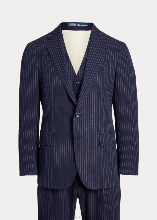 traje de tres piezas dobby a rayas diplomáticas hombres azul marino/crema Ralph Lauren 2XR2V1226