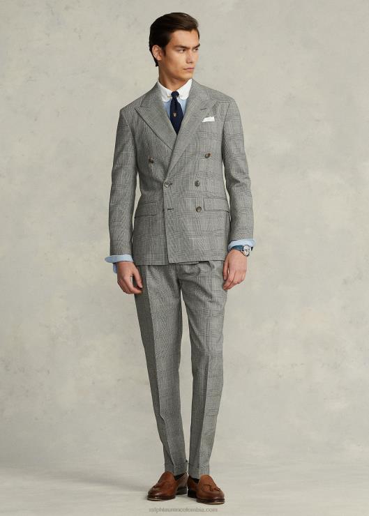 traje polo de lana a cuadros glen suave hombres negro/crema/azul Ralph Lauren 2XR2V8604