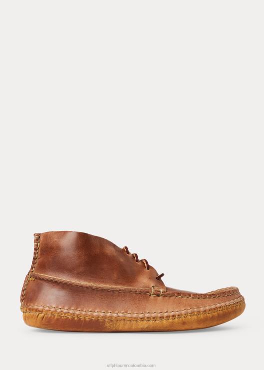 bota mocasín de piel estilo chukka hombres marrón Ralph Lauren 2XR2V2140
