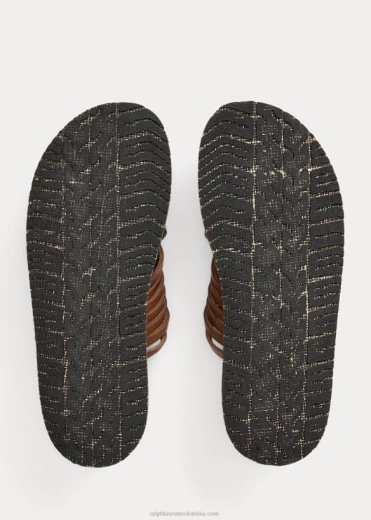 sandalia de piel trenzada hombres marron oscuro Ralph Lauren 2XR2V2126