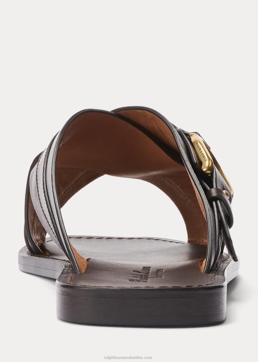 sandalias tipo chanclas Welington de piel de becerro hombres marron oscuro Ralph Lauren 2XR2V2149