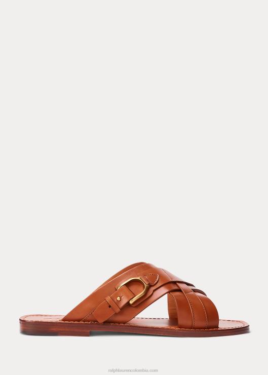 sandalias tipo chanclas Welington de piel de becerro hombres oro real Ralph Lauren 2XR2V2150