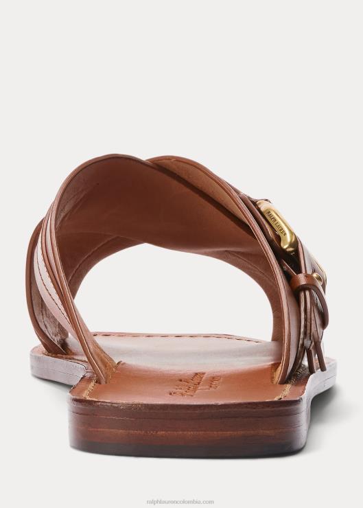 sandalias tipo chanclas Welington de piel de becerro hombres oro real Ralph Lauren 2XR2V2150