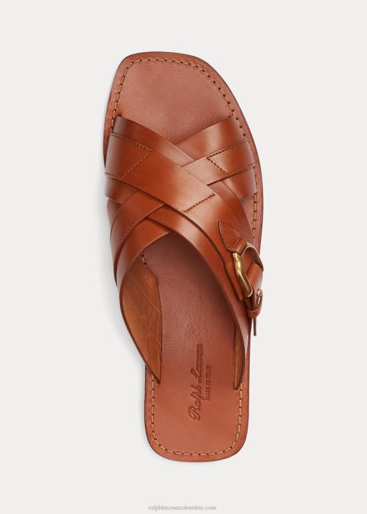 sandalias tipo chanclas Welington de piel de becerro hombres oro real Ralph Lauren 2XR2V2150