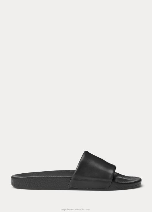 chanclas de piel de poni de la firma hombres negro Ralph Lauren 2XR2V2054