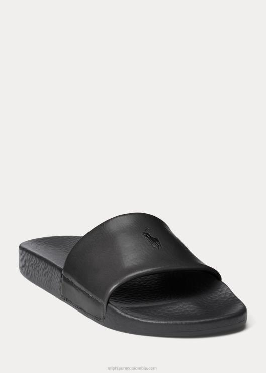 chanclas de piel de poni de la firma hombres negro Ralph Lauren 2XR2V2054