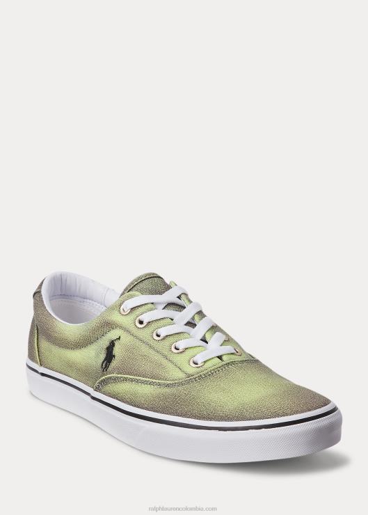 tenis Keaton de lona que cambia de color hombres negro/amarillo de seguridad Ralph Lauren 2XR2V2028