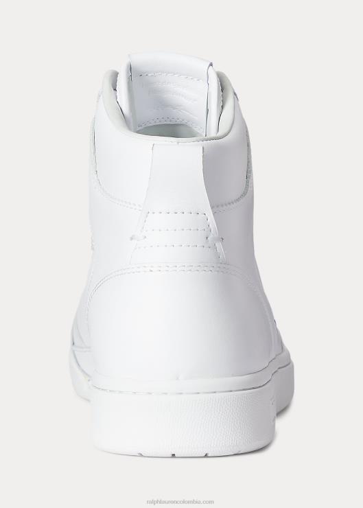 tenis altos Court de piel hombres blanco negro Ralph Lauren 2XR2V2001