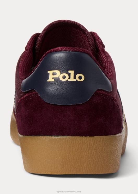 tenis bajos Court con paneles de ante hombres rubí rico Ralph Lauren 2XR2V1984