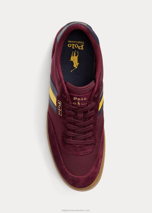 tenis bajos Court con paneles de ante hombres rubí rico Ralph Lauren 2XR2V1984