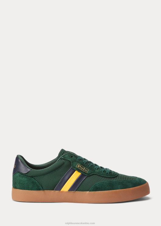tenis bajos Court con paneles de ante hombres universidad verde Ralph Lauren 2XR2V1985