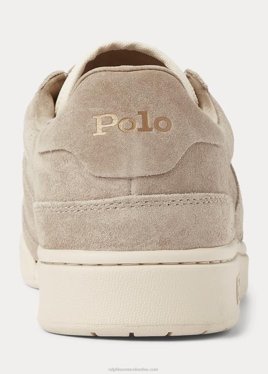 tenis bajos Court de ante hombres caqui paja Ralph Lauren 2XR2V2000