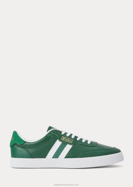 tenis bajos Court de piel hombres verde bosque/blanco Ralph Lauren 2XR2V1981
