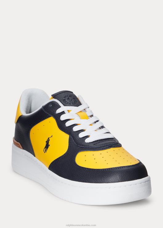 tenis de cuero masters court hombres azul marino/oro Ralph Lauren 2XR2V2009