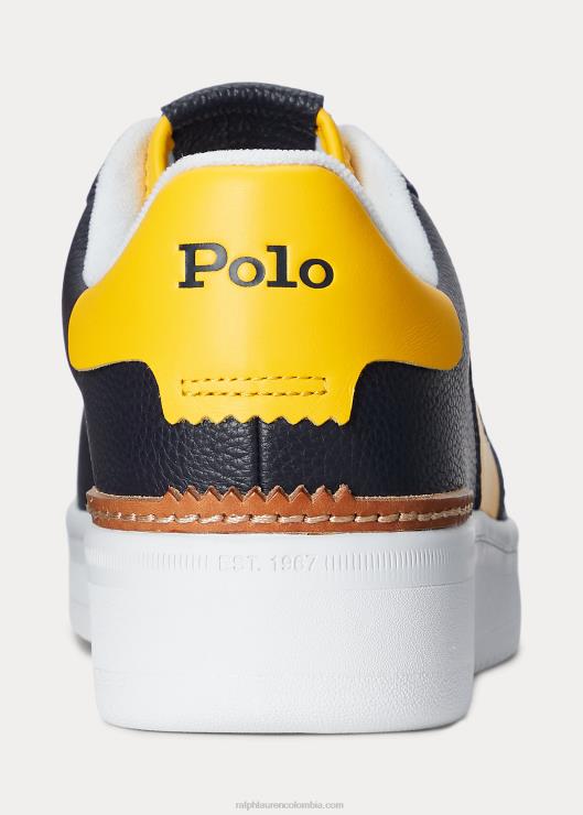 tenis de cuero masters court hombres azul marino/oro Ralph Lauren 2XR2V2009