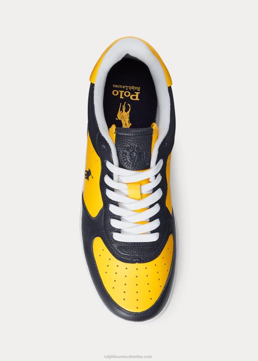 tenis de cuero masters court hombres azul marino/oro Ralph Lauren 2XR2V2009