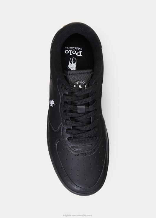 tenis de cuero masters court hombres blanco negro Ralph Lauren 2XR2V2011