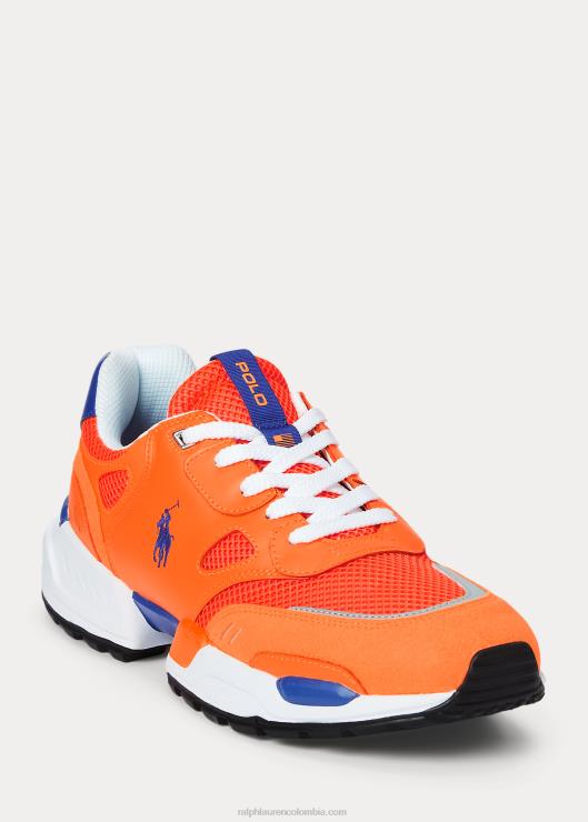 tenis jogger de ante y malla hombres naranja/real Ralph Lauren 2XR2V1974