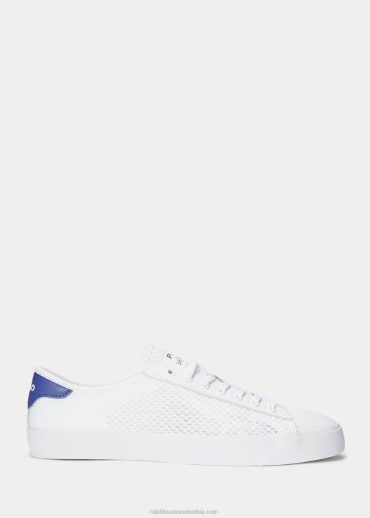 tenis nelson de malla con ribete de cuero hombres blanco/libertad Ralph Lauren 2XR2V1990