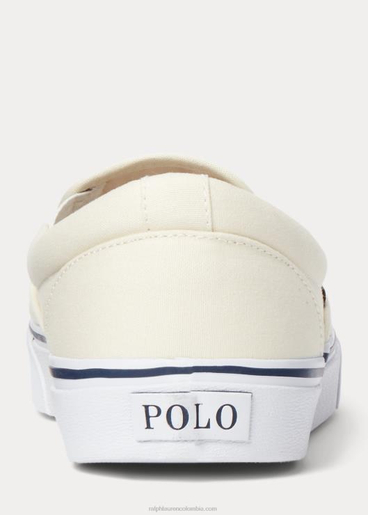tenis sin cordones con oso polo keaton hombres crema de pergamino Ralph Lauren 2XR2V2025