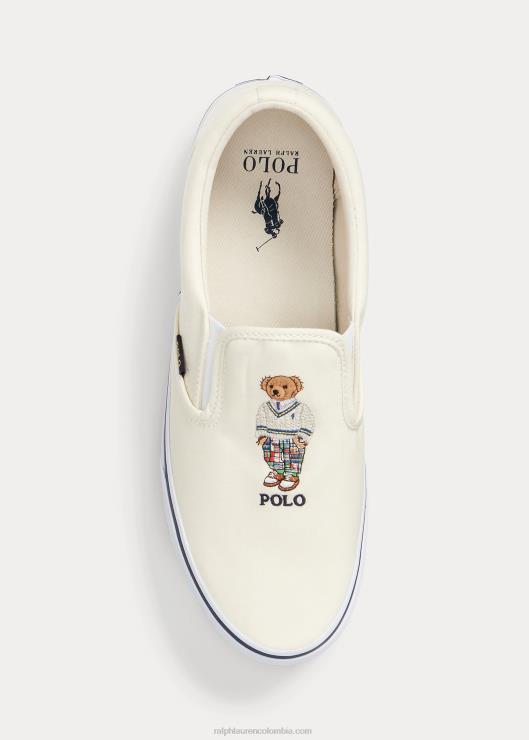 tenis sin cordones con oso polo keaton hombres crema de pergamino Ralph Lauren 2XR2V2025