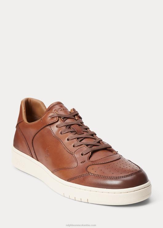 zapatilla de cuero corte hombres rojizo pálido Ralph Lauren 2XR2V1994