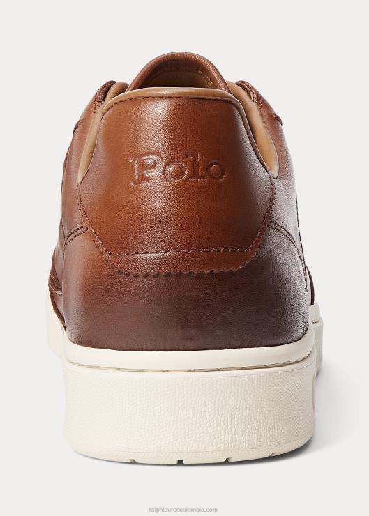 zapatilla de cuero corte hombres rojizo pálido Ralph Lauren 2XR2V1994