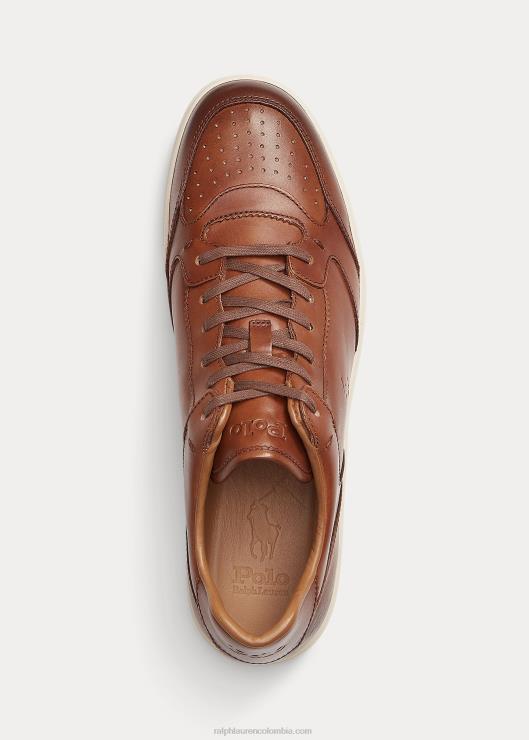 zapatilla de cuero corte hombres rojizo pálido Ralph Lauren 2XR2V1994