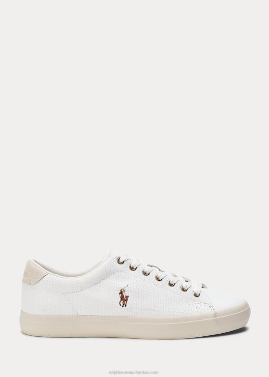 zapatilla de cuero de madera larga hombres blanco Ralph Lauren 2XR2V2019