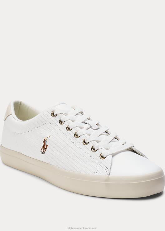 zapatilla de cuero de madera larga hombres blanco Ralph Lauren 2XR2V2019