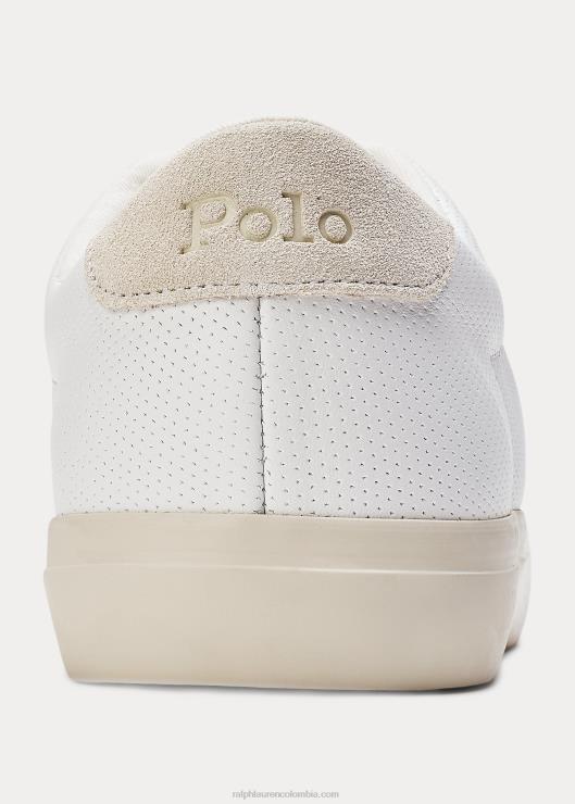 zapatilla de cuero de madera larga hombres blanco Ralph Lauren 2XR2V2019