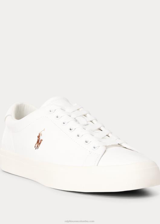 zapatilla de cuero de madera larga hombres blanco Ralph Lauren 2XR2V2020