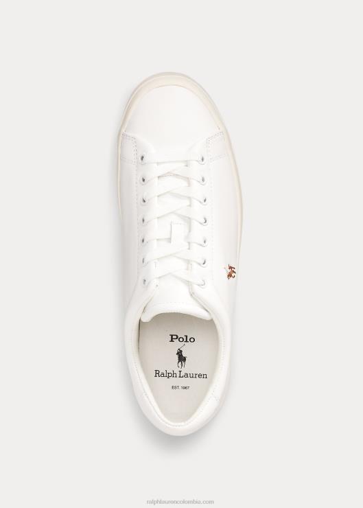 zapatilla de cuero de madera larga hombres blanco Ralph Lauren 2XR2V2020