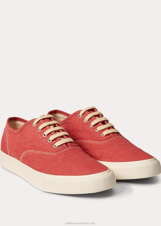 zapatilla de lona hombres rojo desteñido Ralph Lauren 2XR2V1953