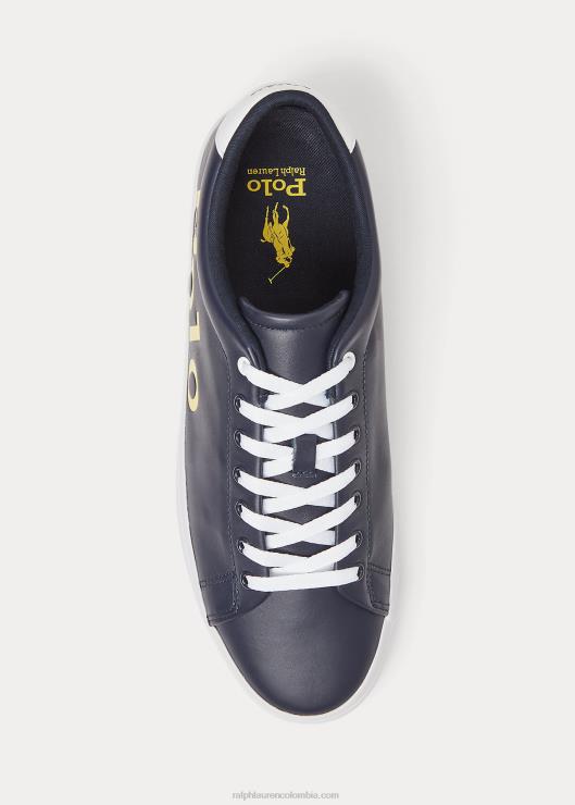 zapatillas Longwood de piel con logo hombres azul marino/amarillo/blanco Ralph Lauren 2XR2V2023