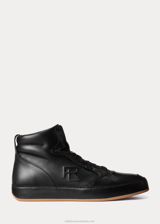 zapatillas altas Jaemyn de piel de becerro hombres negro Ralph Lauren 2XR2V2143