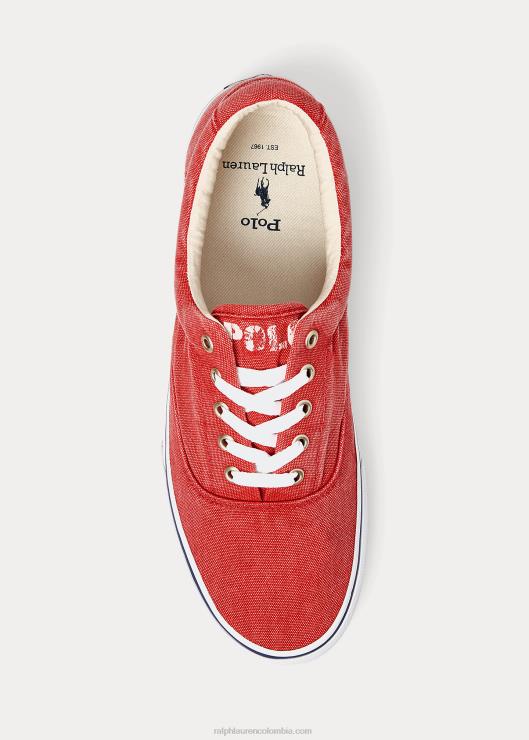 zapatillas de lona keaton hombres amanecer rojo Ralph Lauren 2XR2V2030