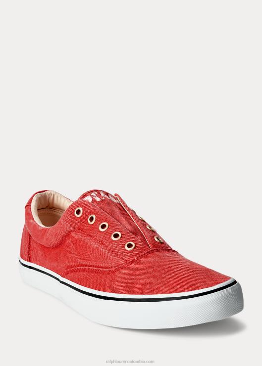 zapatillas de lona keaton hombres amanecer rojo Ralph Lauren 2XR2V2030