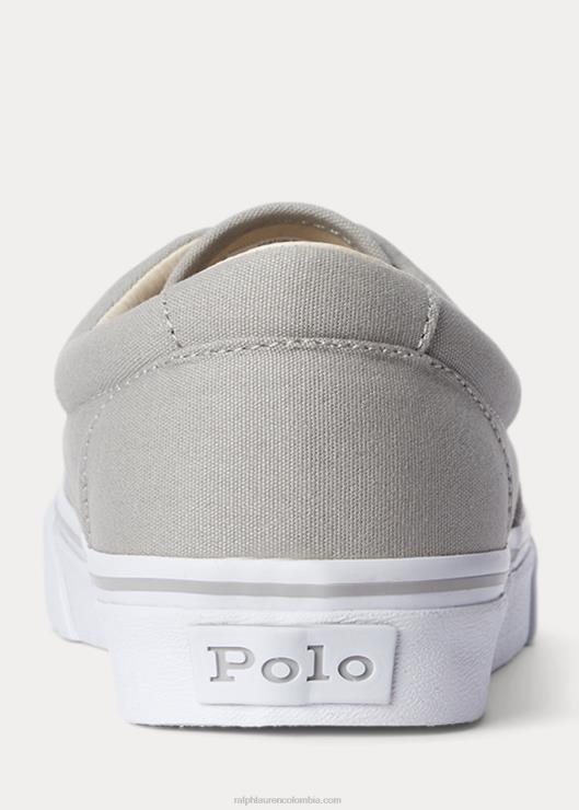 zapatillas de lona keaton hombres gris suave/blanco Ralph Lauren 2XR2V2202
