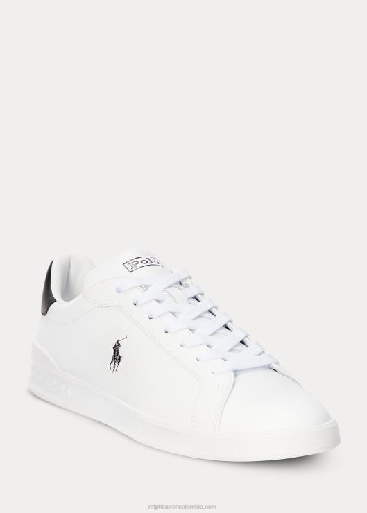 zapatillas heritage court ii de piel hombres blanco negro Ralph Lauren 2XR2V8720