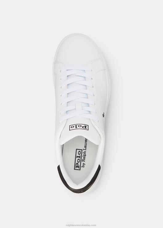 zapatillas heritage court ii de piel hombres blanco negro Ralph Lauren 2XR2V8720