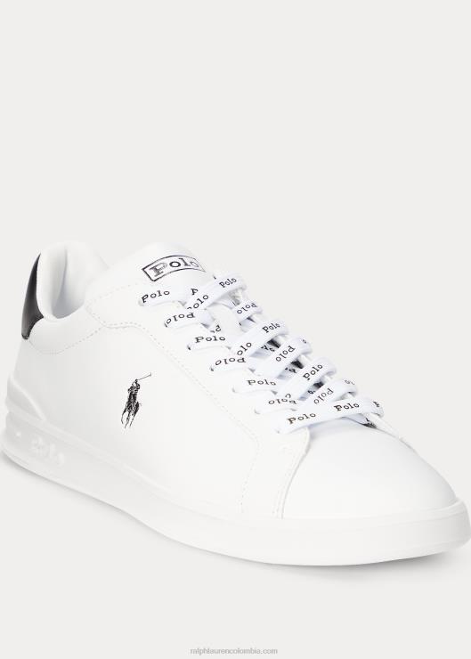 zapatillas heritage court ii de piel hombres blanco negro Ralph Lauren 2XR2V8720