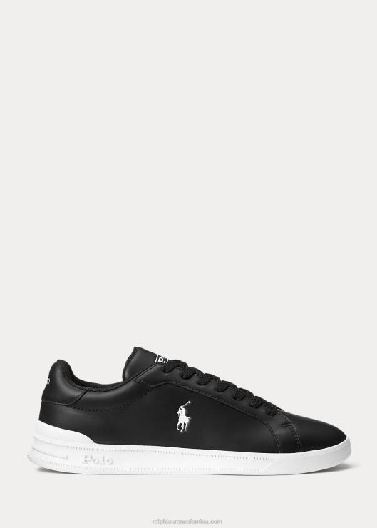 zapatillas heritage court ii de piel hombres blanco negro Ralph Lauren 2XR2V8721