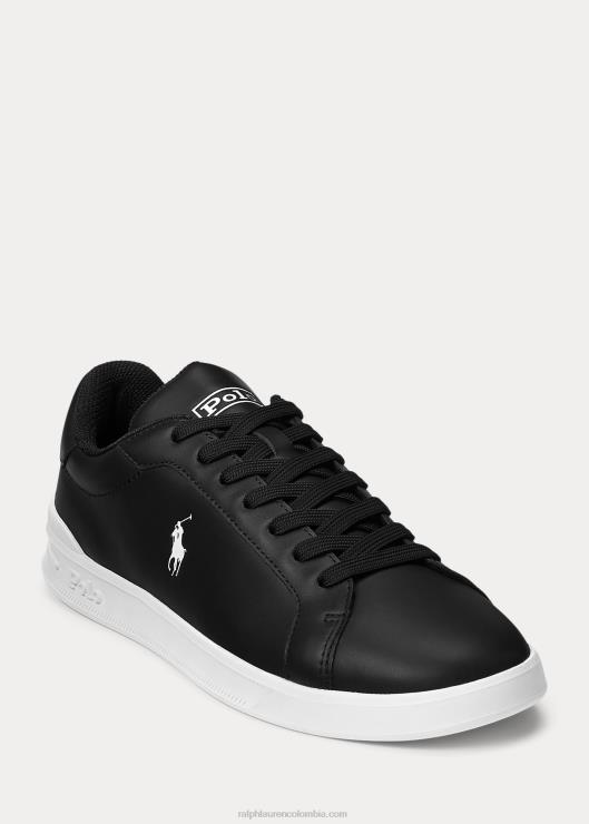 zapatillas heritage court ii de piel hombres blanco negro Ralph Lauren 2XR2V8721