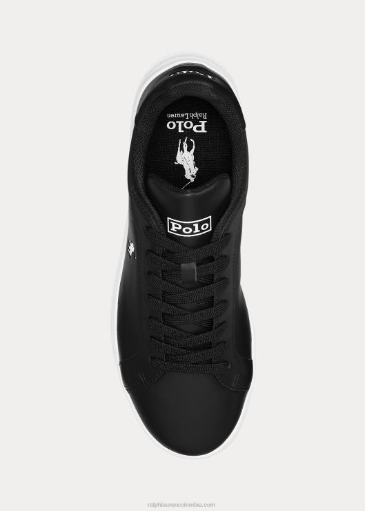 zapatillas heritage court ii de piel hombres blanco negro Ralph Lauren 2XR2V8721