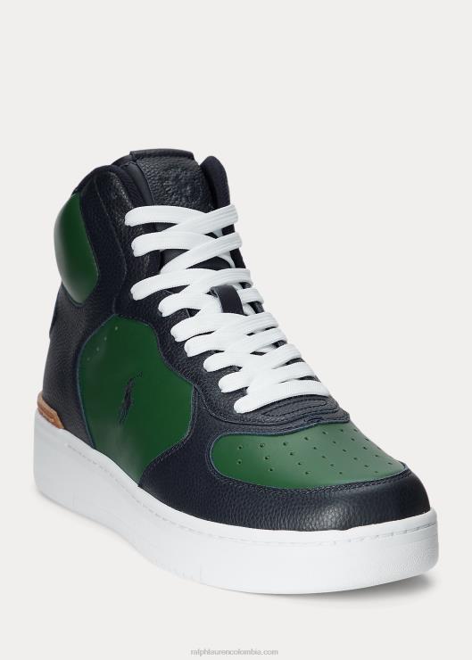 zapatillas masters mid de piel hombres azul marino/bosque Ralph Lauren 2XR2V2007