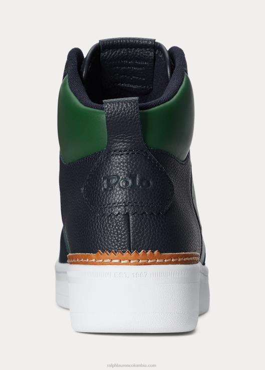 zapatillas masters mid de piel hombres azul marino/bosque Ralph Lauren 2XR2V2007