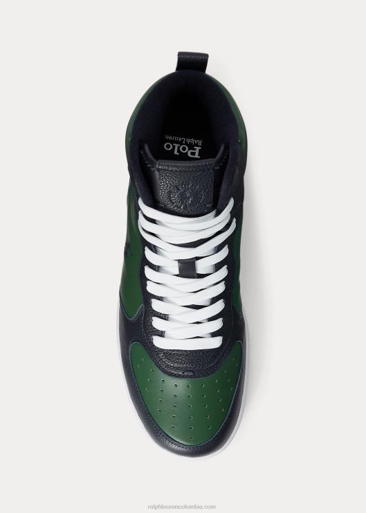 zapatillas masters mid de piel hombres azul marino/bosque Ralph Lauren 2XR2V2007