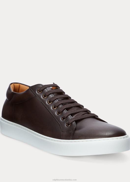 zapatillas severn de piel de becerro hombres marron oscuro Ralph Lauren 2XR2V1949